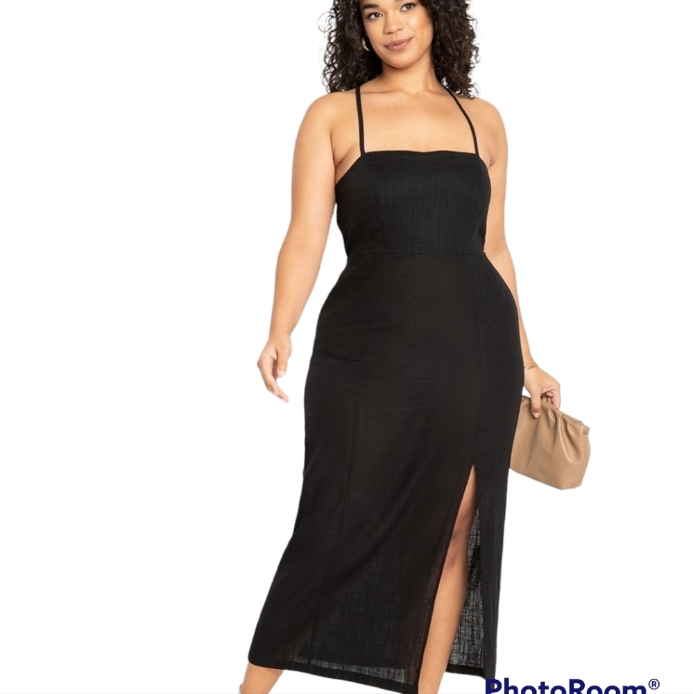- Linen Open Back Dress